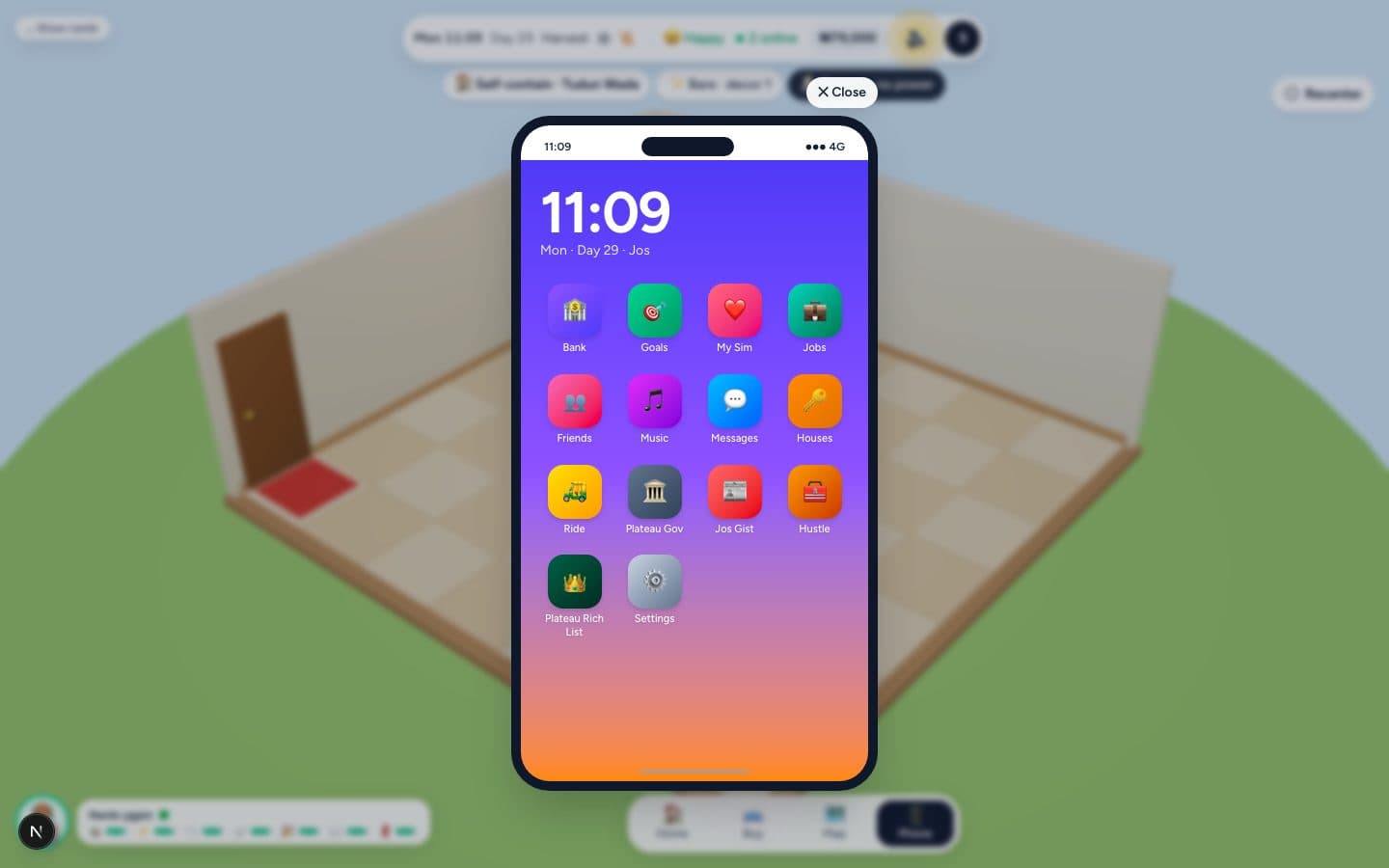 The in-game phone in Jos Life